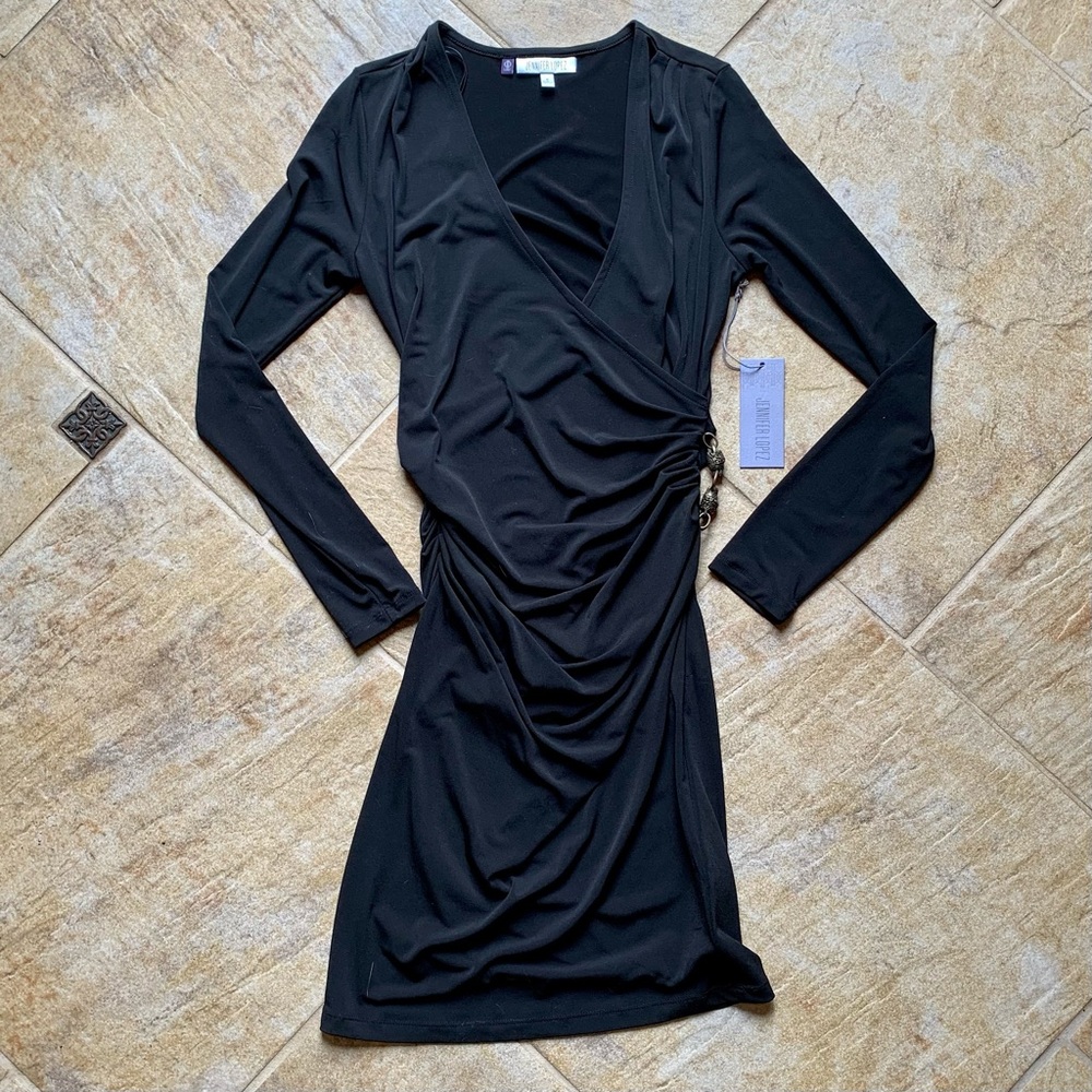 Jennifer Lopez Black Tie Style Wrap Dress 🦁